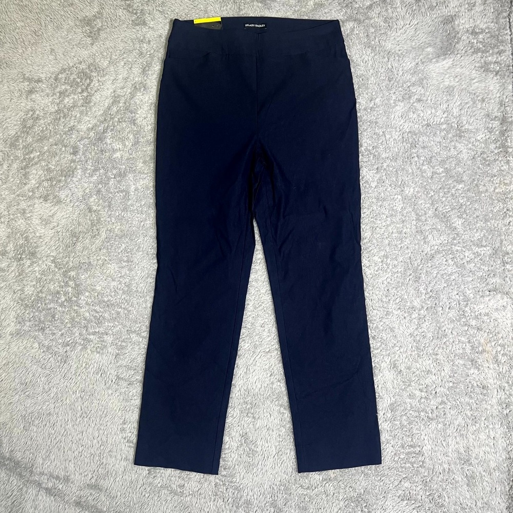 Hilary Radley Dress Pants Womens Small Navy Blue Rayon Stretch Pull On Career
